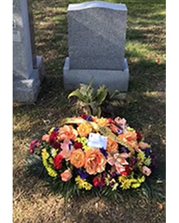 Cemetery Blanket Fall Tones Flower Arrangement