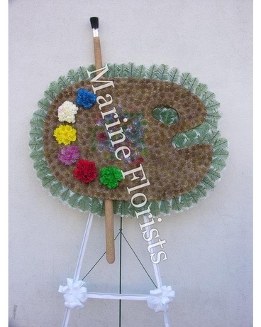 Painters Pallet With Carnations Flower Arrangement