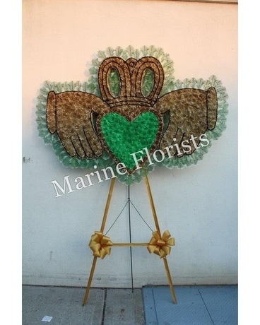 The Claddagh with Green Heart Flower Arrangement