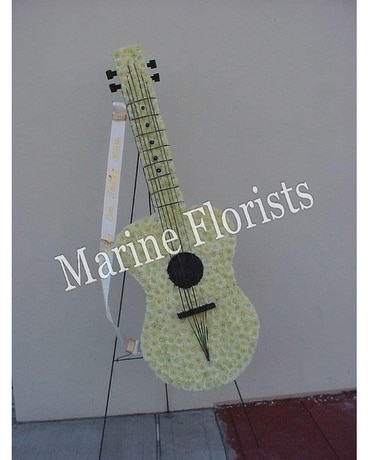 White Acoustic Guitar Flower Arrangement