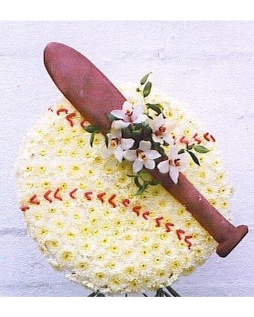 Baseball with Bat and Orchids Flower Arrangement