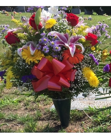 Assorted Cemetery Cone Flower Arrangement