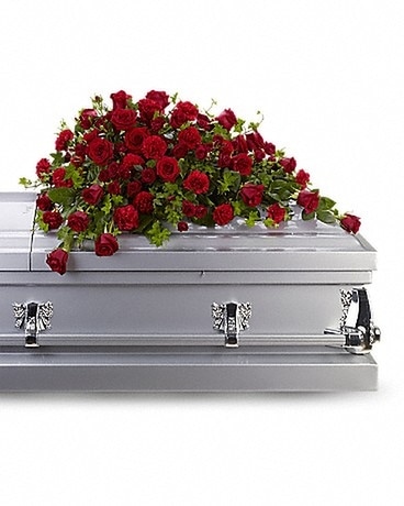 Red Rose Reverence Casket Spray Funeral Casket Spray Flowers