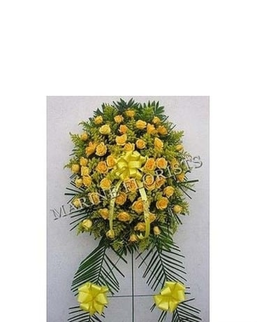 Funeral Spray- Yellow Roses Sympathy Arrangement