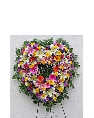 Funeral Open Heart - Colorful Sympathy Arrangement