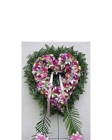 Funeral Open Heart - Spring Flowers Sympathy Arrangement