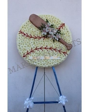 Baseball with bat and orchids Flower Arrangement