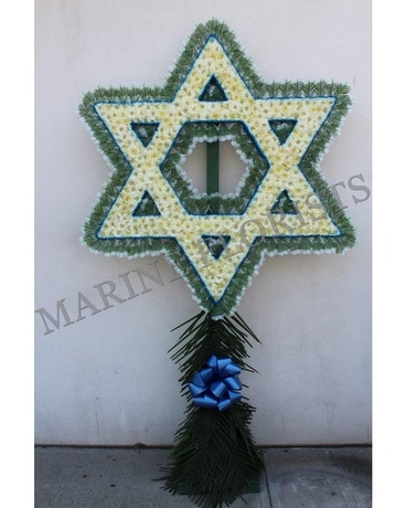 White Star of David Flower Arrangement