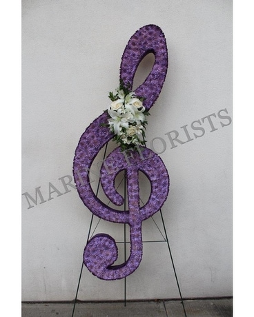 Lavender Treble Clef White Swag Flower Arrangement