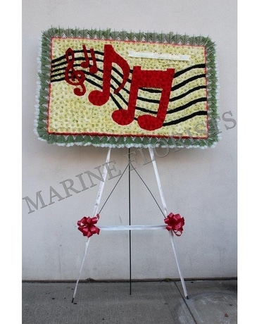 Line of Music Red and White Flower Arrangement