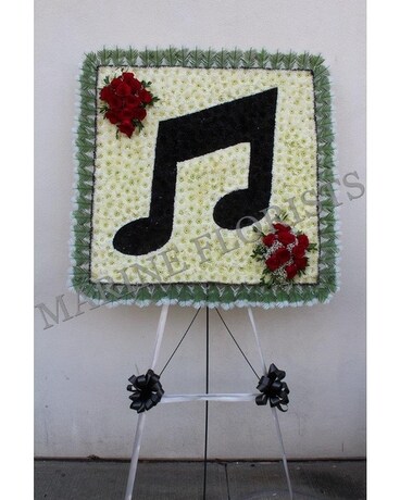 Eighth Note with 2 Red Swags Flower Arrangement