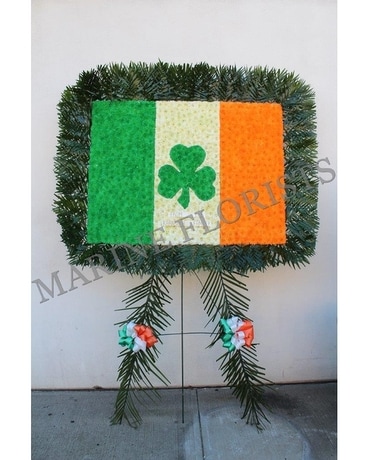 Irish Flag with Shamrock Flower Arrangement