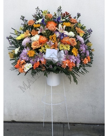 Mosaic of Memories Square Easel Wreath arranged by a florist in Charles  City, IA