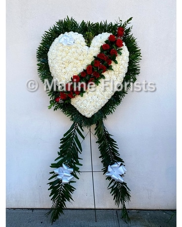 White Heart Red Rose Extended Sash Specialty Arrangement