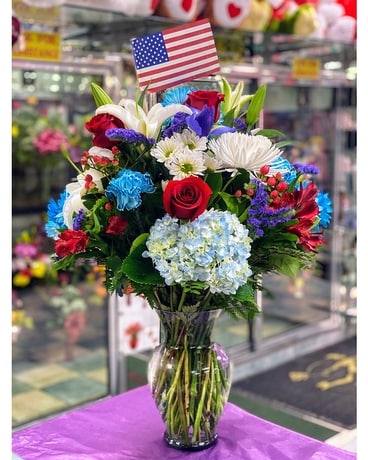 Here's to the Red, White, and Blue Flower Arrangement