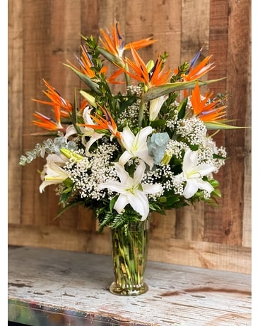 Lilies and Birds Flower Arrangement