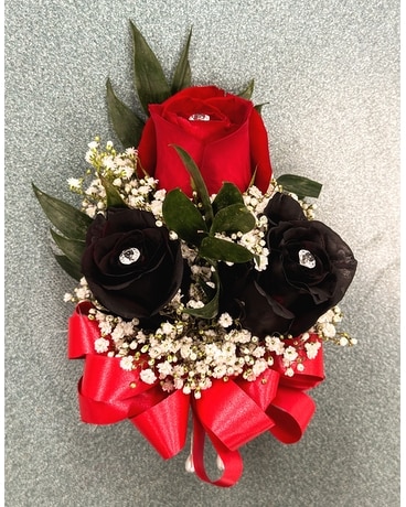 Black & Red Rose Corsage Corsage