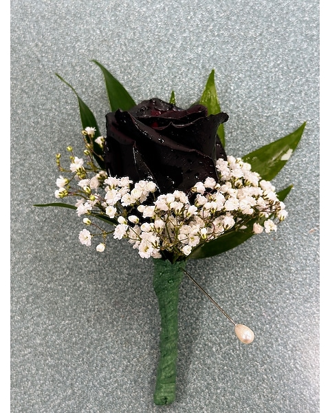 Black Rose Boutonniere in Brooklyn NY - Marine Florists