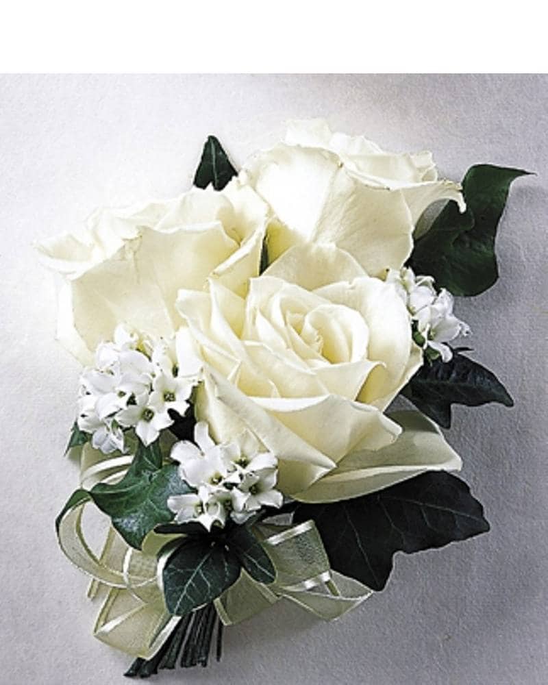 Triple White Rose Corsage in Brooklyn NY - Marine Florists
