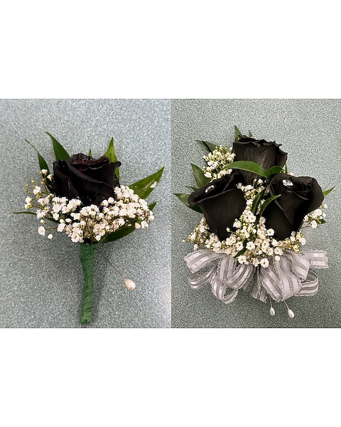 Black Rose Corsage and Boutonniere Combo Black Rose Corsage and Boutonniere Combo