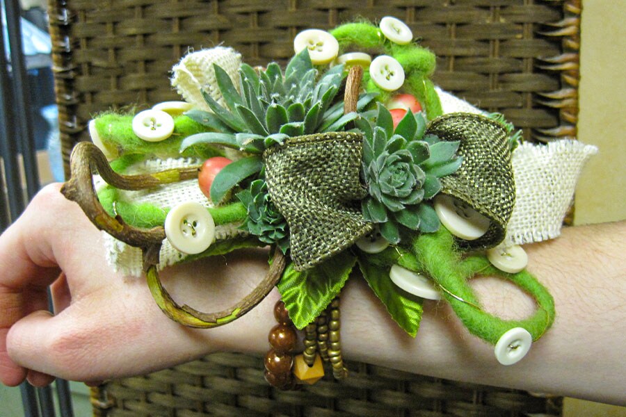 slim fit dress slacks Corsage and Boutonniere Set White & Sage Green