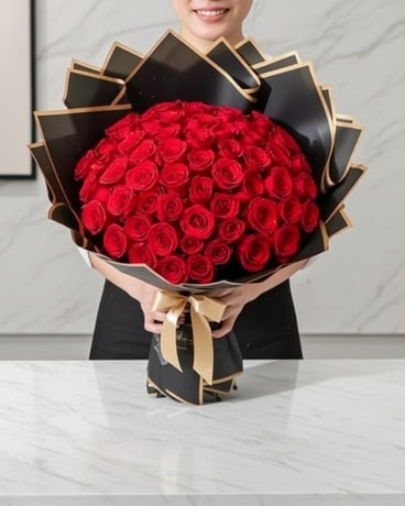 Red Roses Inhouston Luxury 50 Red Roses Bouquet Wrapped in Houston TX - Fancy Flowers
