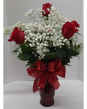 Valentine's Half Dozen Roses Flower Arrangement