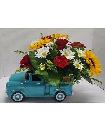 Trucking To Your Heart Flower Arrangement