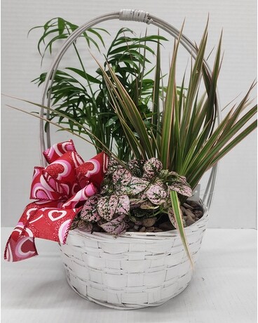 Emerald Garden Basket Flower Arrangement