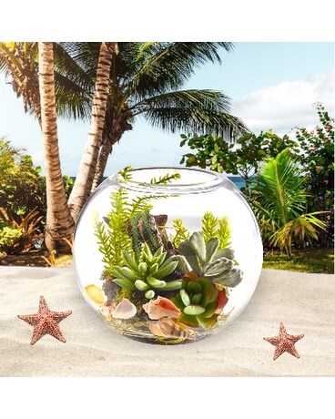 Fish ball with artificial succulents Flower Arrangement