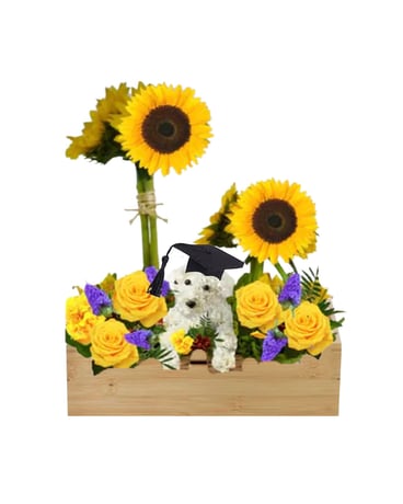 Poodle in the Garden Flower Arrangement