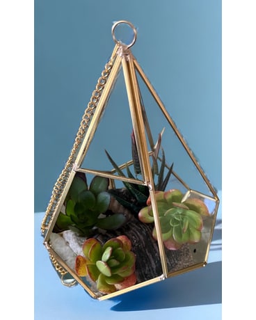 Golden hanging terrarium Flower Arrangement