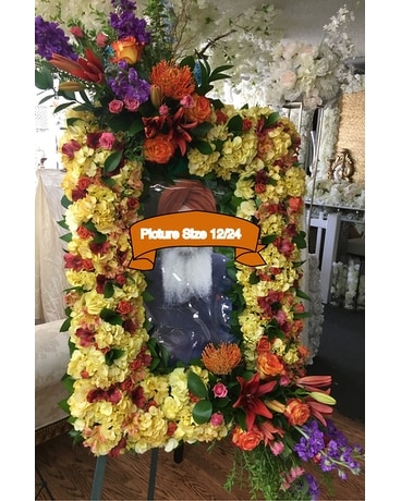 End of the Rainbow picture Frame Flower Arrangement