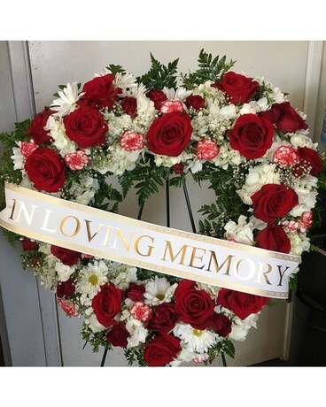 Red and white heart Flower Arrangement