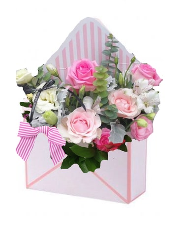 Classy Pink Envelope Flower Arrangement