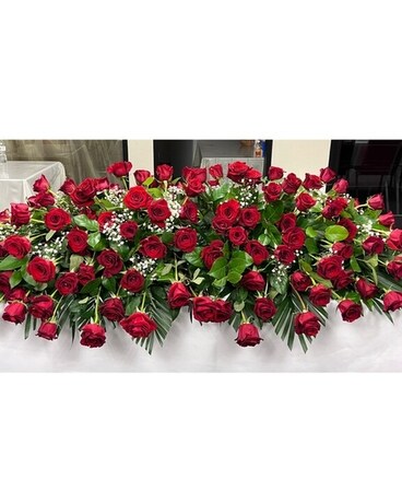 Red roses for Casket Flower Arrangement