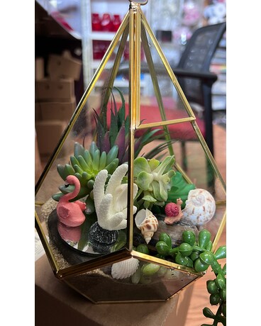 Golden terrarium with succulents Flower Arrangement