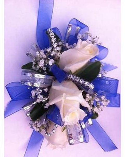 Royal Blue Silver Corsage in Modesto CA - Flowers By Alis Royal Blue Silver Corsage in Modesto CA - Flowers By Alis