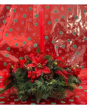 Silk Centerpiece 1 candle Flower Arrangement