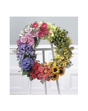 Rainbow Wreath Sympathy Arrangement
