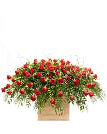 Red Rose Casket Spray Sympathy Arrangement