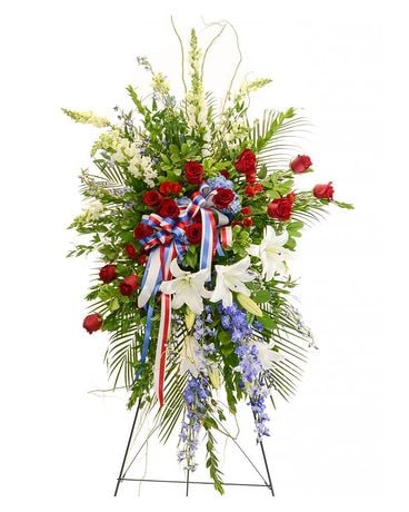 Patriotic Standing Spray Flower Arrangement