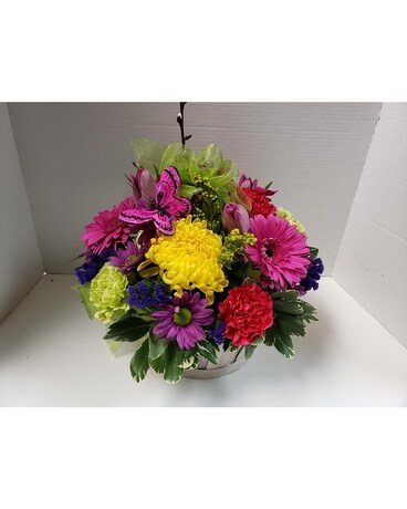 Joyful Spring Basket Flower Arrangement