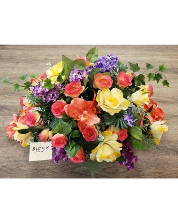 Coral and Purple Topper Specialty Arrangement