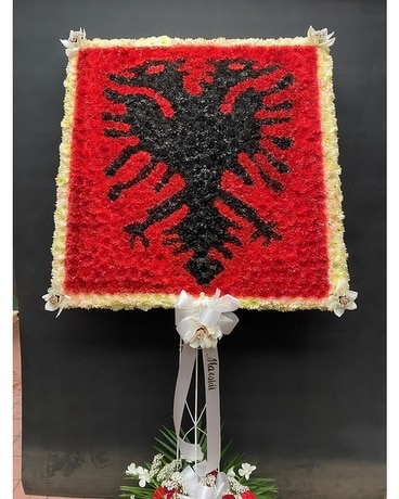 Albanian Flag Standing Spray Sympathy Arrangement