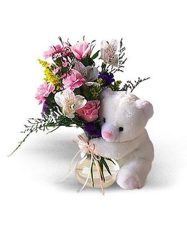 Teleflora's Bear Hug Bear with Roses Flower Arrangement