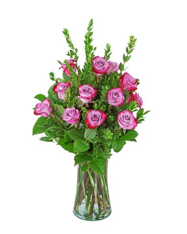 Vibrant Lavender Roses (12) Flower Arrangement