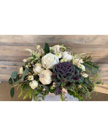 White Thanksgiving Flower Arrangement