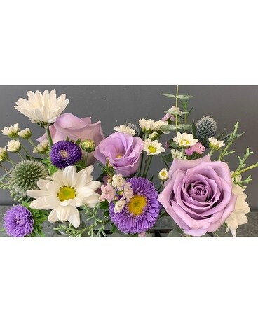Designer's Choice Purple, Whites & Greens Flower Arrangement