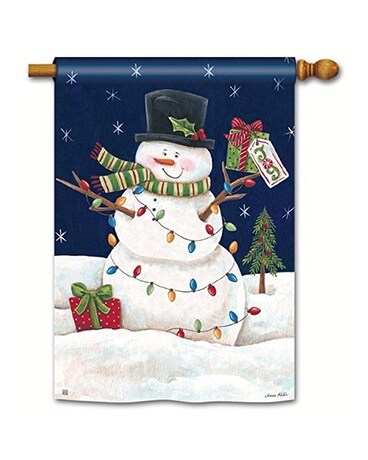 Flag -Snowman Lights Gifts